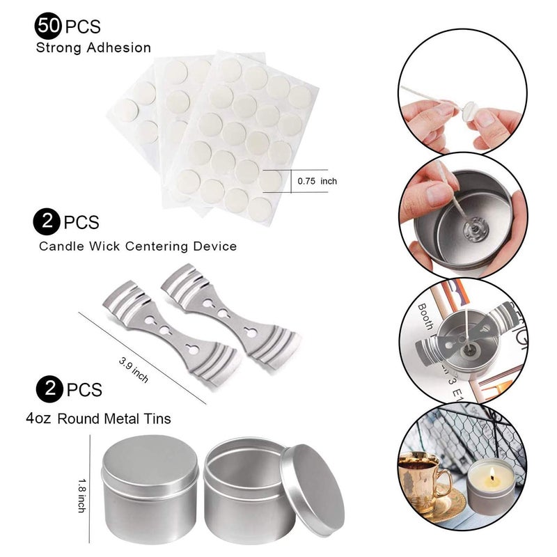 DINGPAI Candle Making Supplies, DIY Candles Craft Tools Including Candle Make Pouring Pot, Candle Wicks, Candle Wicks Sticker, 3-Hole Candle Wicks Holder, Candle Tins and Spoon - Image 4